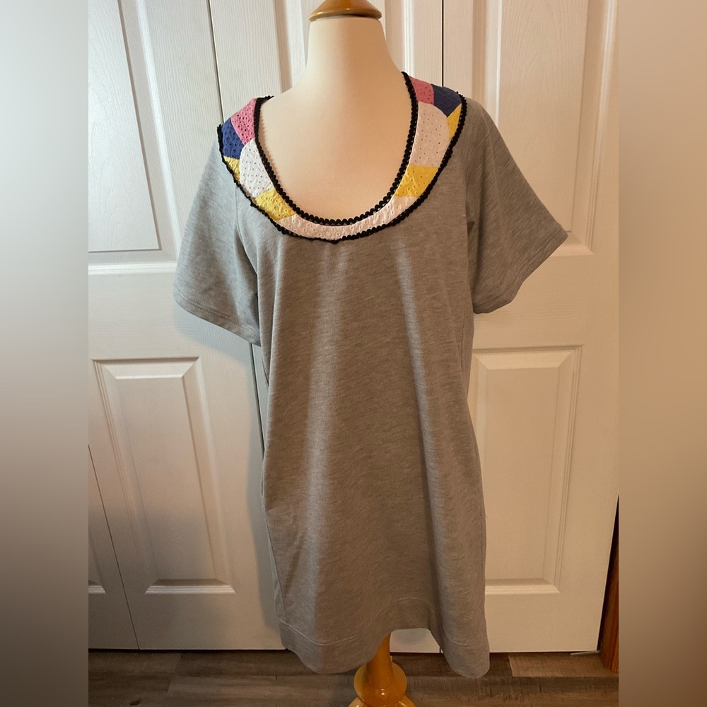 Lucca Grey Dress Eyelet‎ Detail Pockets Size Large